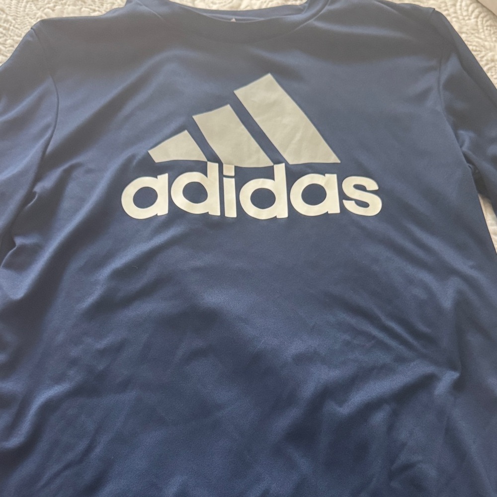 Adidas Navy Blue Climalite Tee with White Logo